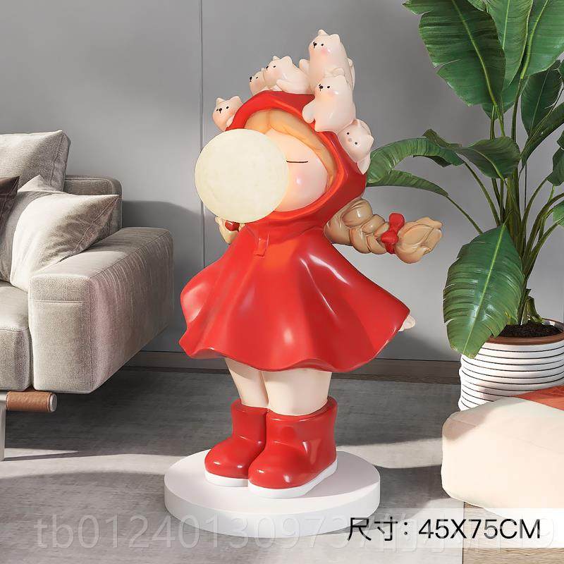 高档油风孩客厅大型落地件摆家居饰品电视柜沙发旁灯女乔迁新居奶