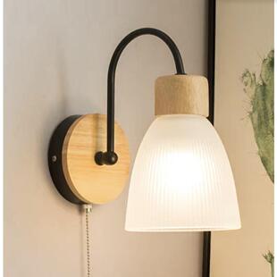 北欧床头壁灯拉线开关创意床头灯客厅背景墙 儿童房书桌 卧室墙灯