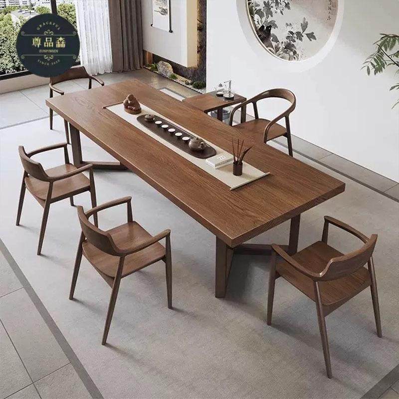 实木茶桌椅组合客厅功夫茶几简约办公室新中式原木泡茶台会客茶桌