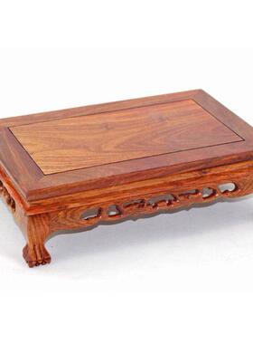 红木雕工艺品摆件底座奇玉石茶壶实木底座花梨木长正方形虎脚底座