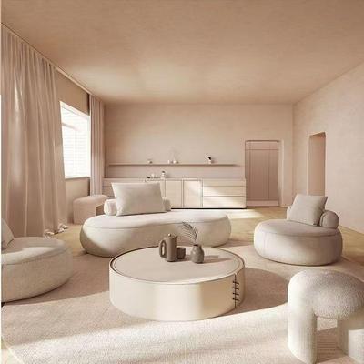 布艺沙发设计师创意沙发北欧异形月牙沙发网红服装店沙发弧形沙发