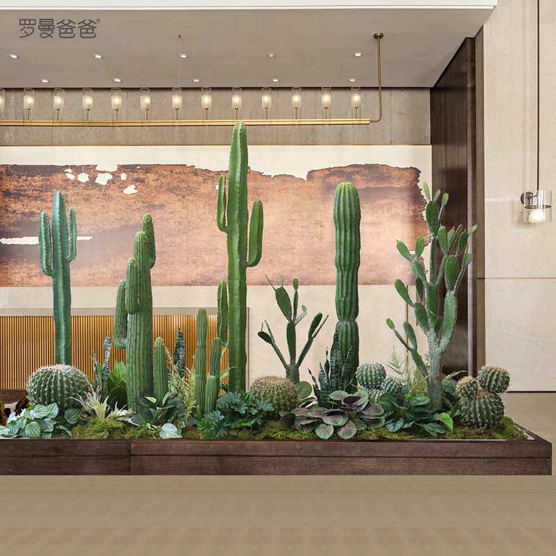创意仿真植物摩洛哥风大型仙人柱群造景室内场景设计酒店商场装饰