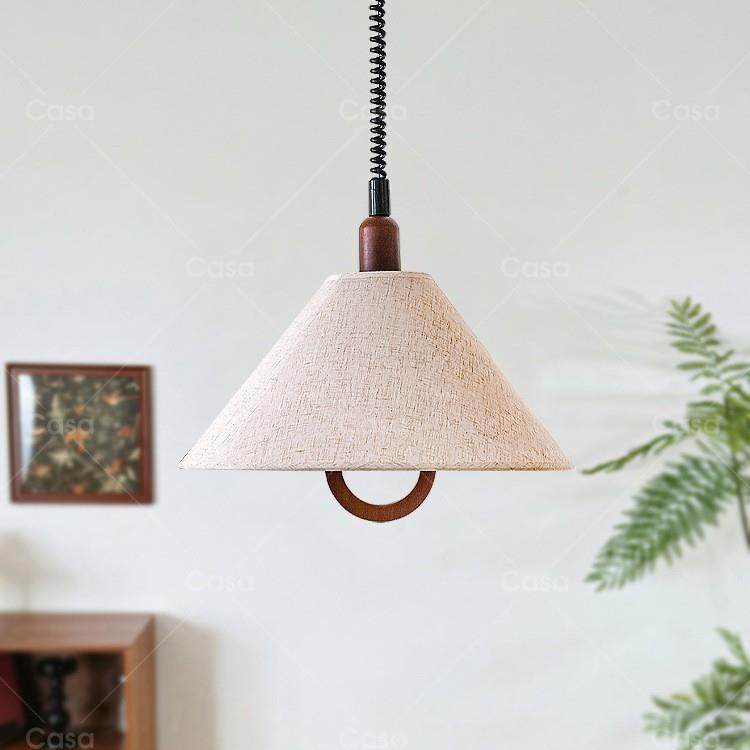 法590日式古麻绳吊灯式极简伸缩餐厅灯中古复木餐桌升降原灯,家装灯饰光源,智能吊灯,淘宝优惠券,粉丝福利购,淘宝优惠卷