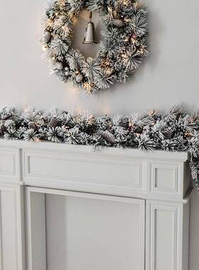 NUCI豪加密植绒积雪H栏圣诞271花环藤条商场杆扶华手圣诞装饰