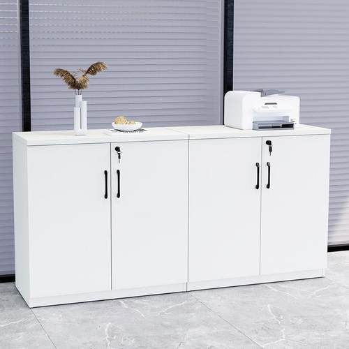 文柜办公室矮柜落地柜资料收08子纳合储物件柜木质带抽屉锁柜组柜