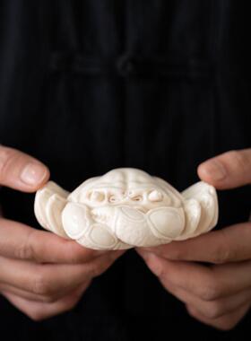 瓷意螃蟹OUS茶手工盖置创可陶养茶道茶玩宠紫砂壶盖托个性茶台摆