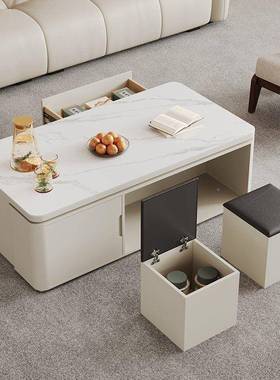 新款大户型岩视平板面RBA茶几现代简约客厅小实木电柜组合桌