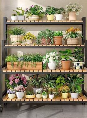 2025新款客花架可移动轮子置物架阶梯厅落地式多层花架JOJ阳带台