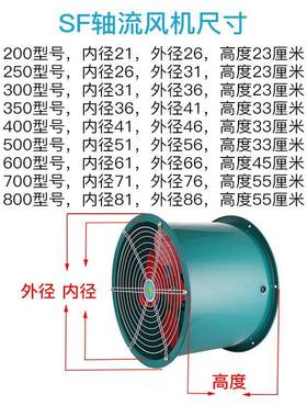 德国进管道565式轴流口商风3机220v鼓风机风扇厨房用静音高速80v