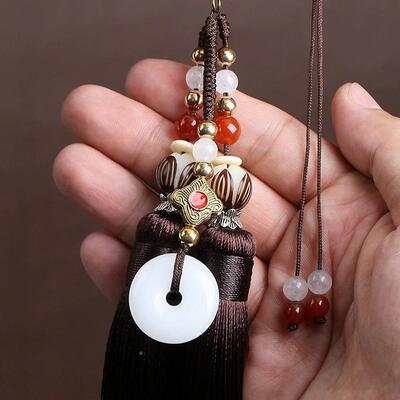 SarYt26Mx8H桃木盘龙路路挂通汽车办家件木雕玲珑球挂饰居公