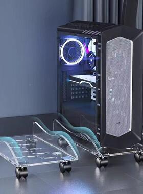 式电脑主机架托盘托架移机ROI箱底座散热滑轮动办台公室子桌下置