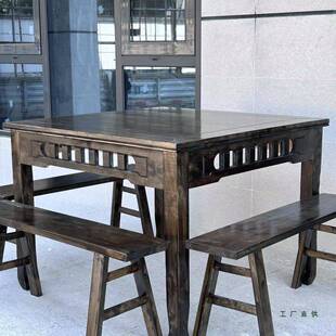 全实木方八桌正式形仙老式桌子家用餐桌饭店餐馆中小方桌985吃饭