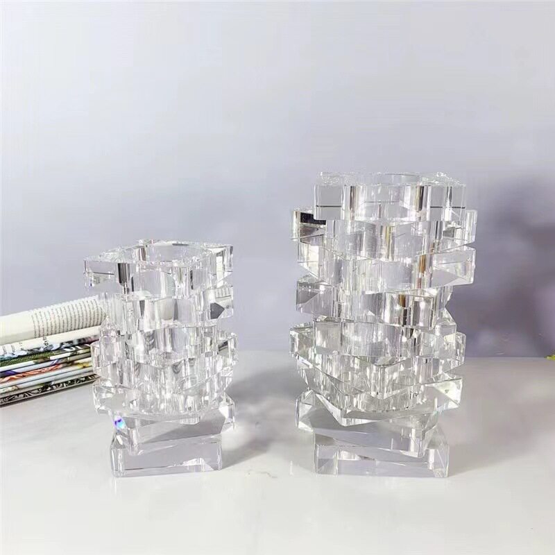 现代轻奢极简风格水晶开口摆件家具展厅样板房间售楼部软装饰品