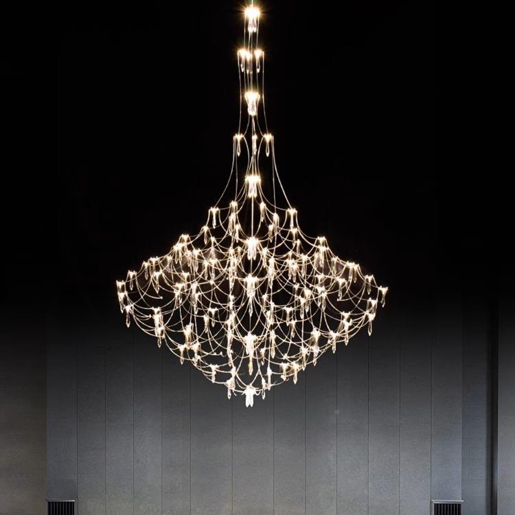 进口水晶萤火虫吊灯代轻奢L195OT复式楼别墅挑高客厅楼F梯间现长