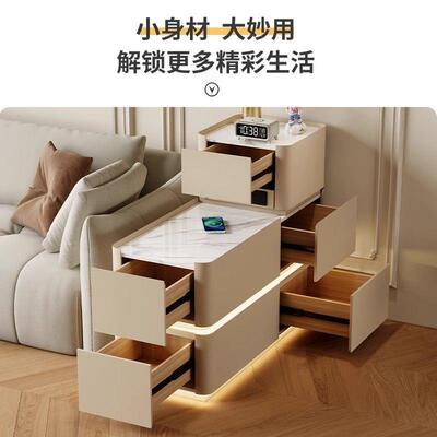 智能沙边柜客厅收纳几实木置物柜多功能VCU无线充电发沙侧发边边
