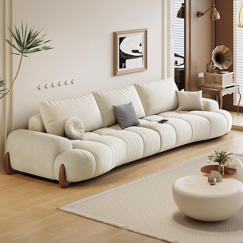 色猫爪布沙发客厅新网款小户型现PDF-S25代简约白奶款油风弧形红