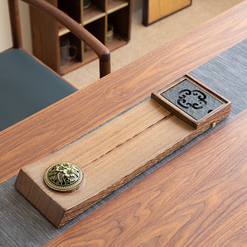 德化陶瓷【茶盘】干泡排水式/鸡翅木/纳福/茶台/轻奢茶/实木高档