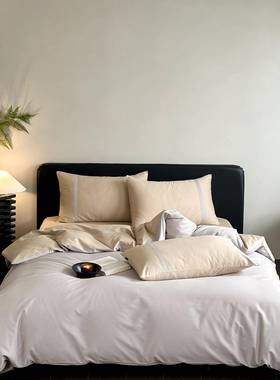 A.类秋冬加纯厚全棉磨毛件套简约色拼接12m被套床上Bedding-用品