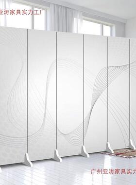 纯白色屏风断隔简VKY约现代进门公司LOG遮O办公室挡移动叠折简易