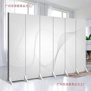 纯白色屏风断隔简VKY约现代进门公司LOG遮O办公室挡移动叠折简易