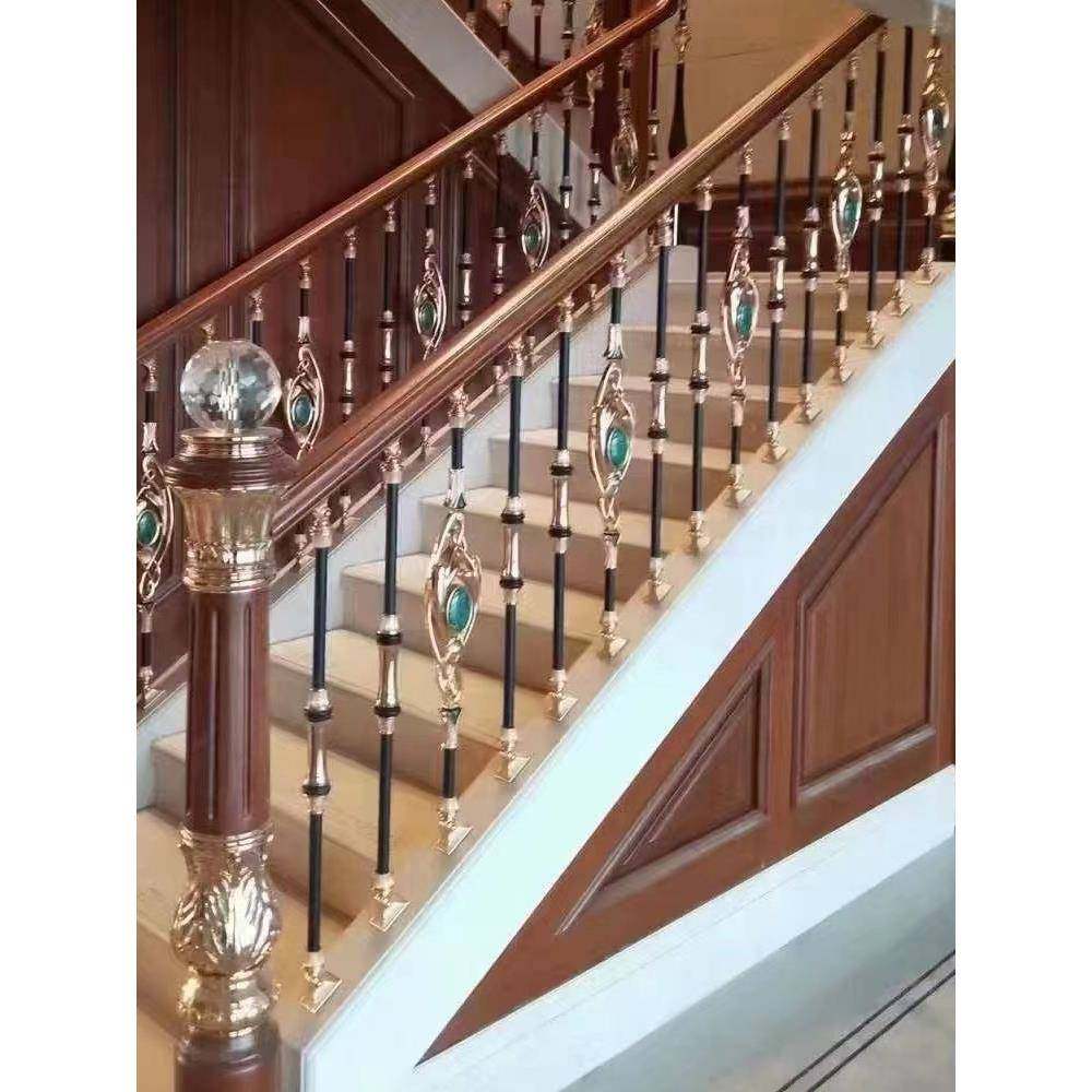 铝艺实木扶手楼梯钢板欧式自二楼新中户QZH式栏铝杆合金护栏阳建,全屋定制,整体楼梯,淘宝优惠券,粉丝福利购,淘宝优惠卷