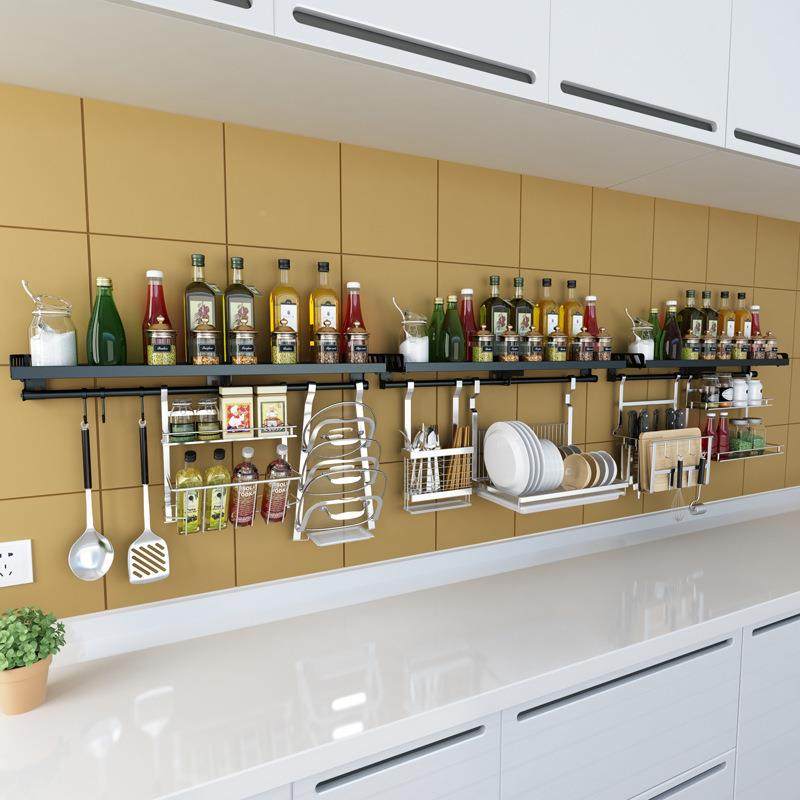 厨房置物架304不式锈钢家用免孔壁黑色板式挂用品落调地料收纳架,厨房/烹饪用具,抹布架/厨房清洁收纳架,淘宝优惠券,粉丝福利购,淘宝优惠卷