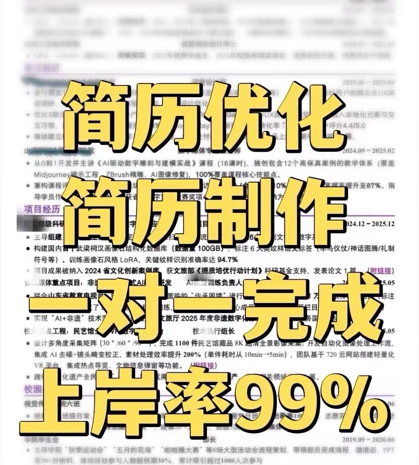 简历代制作做个人定制设计优化修平面广告设计