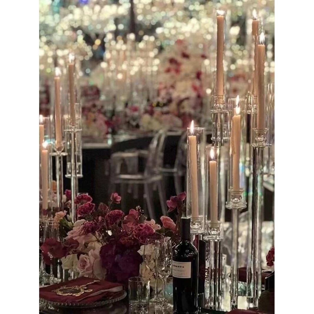 婚庆欧式烛台摆件简约水晶烛台婚餐桌烛台蜡烛样板房摆件家用烛台