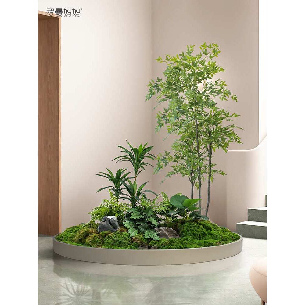 轻奢仿真植物小造景南天竹盆景阳台楼梯拐角落地装饰室内绿植景观