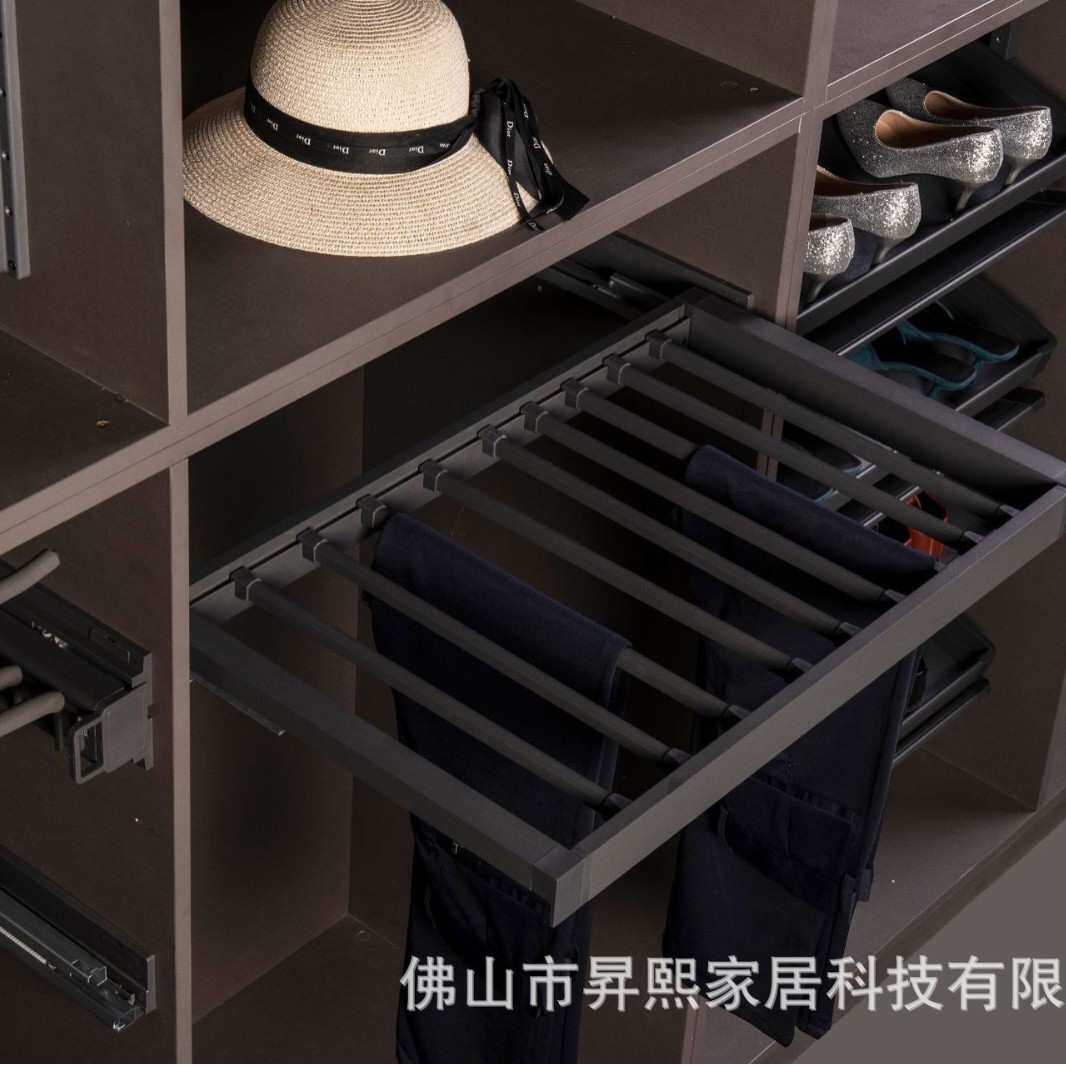 裤架抽拉伸缩架衣柜家用拉篮抽屉式裤抽架旋转烫衣板五金配件