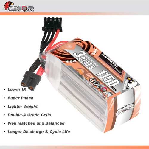 鹰氪CODDAR 1150MAH 3S 11.4V 60C HV长续航航模穿越机锂电池LIPO