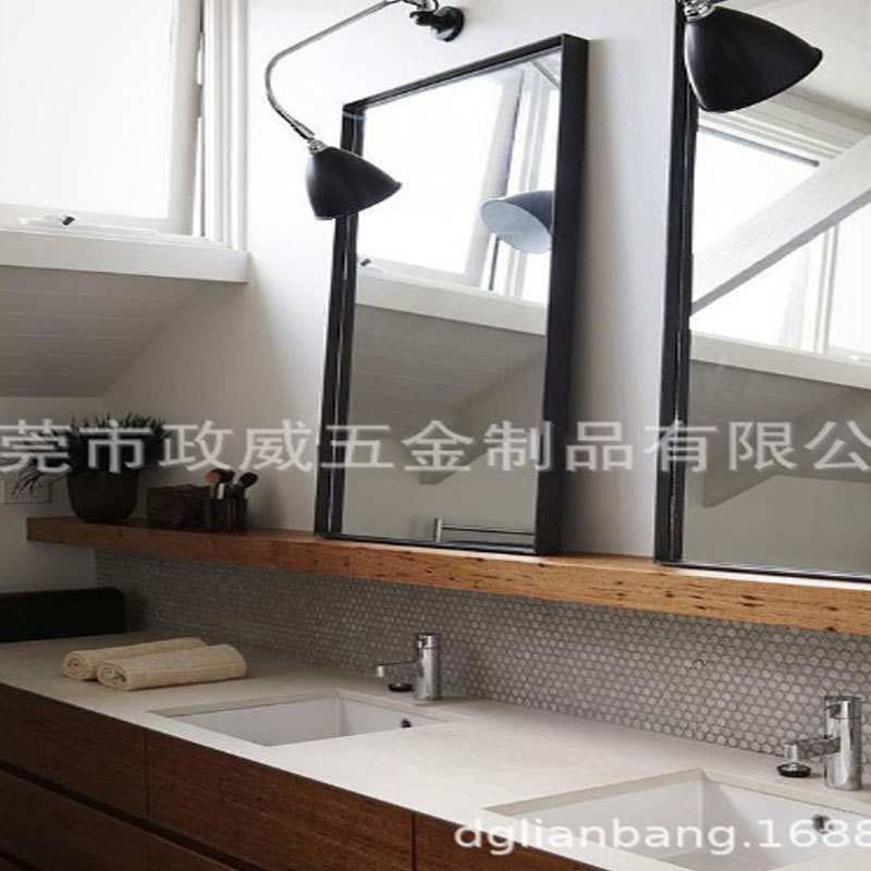 北欧壁挂不锈钢黑色穿衣镜家用现代小户型全身镜女生卧室试衣镜子