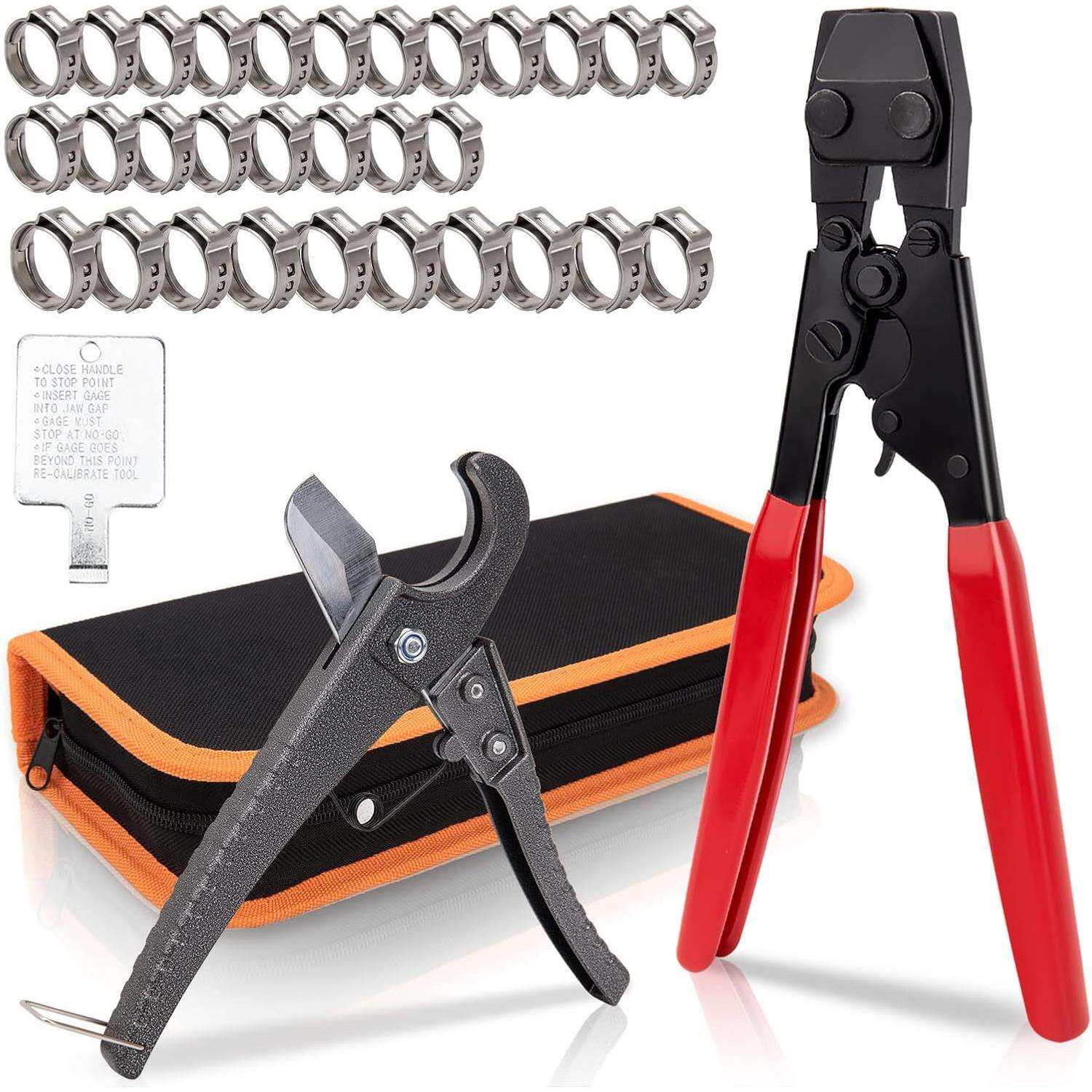 Pex Crimping Tool Kit,Pex Crimping Clamp Cinch Tool and Pipe