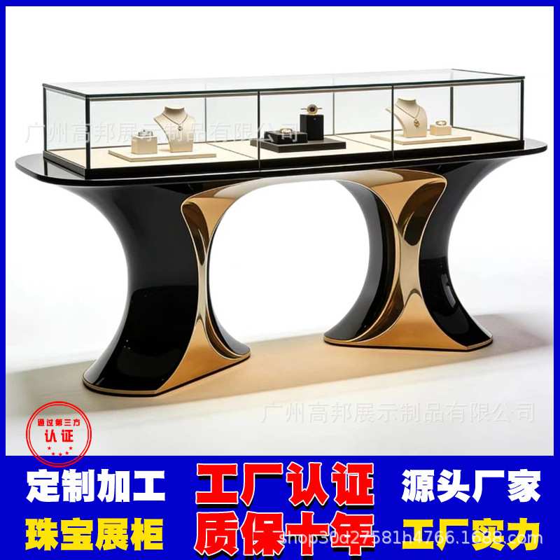 珠宝展示柜不锈钢钛金柜台欧式复古超白玻璃商场整店陈列道具定制
