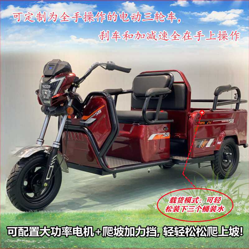 电动三轮车成人家用敞开式客货两用接孩子代步电瓶车新款
