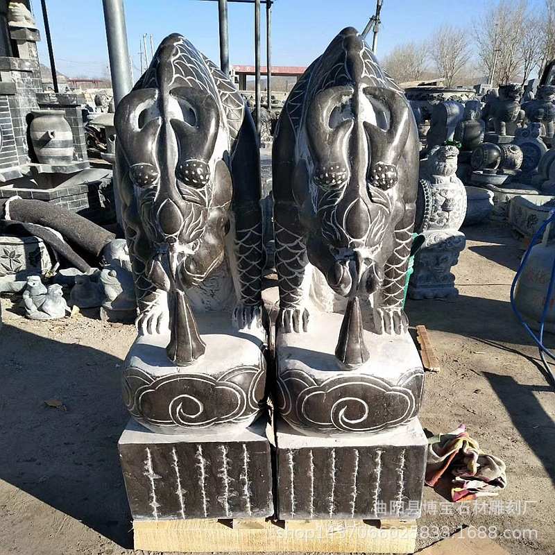青石吸水兽仿古石雕吸水神兽庭院景观雕塑小品石雕动物厂家现货图片