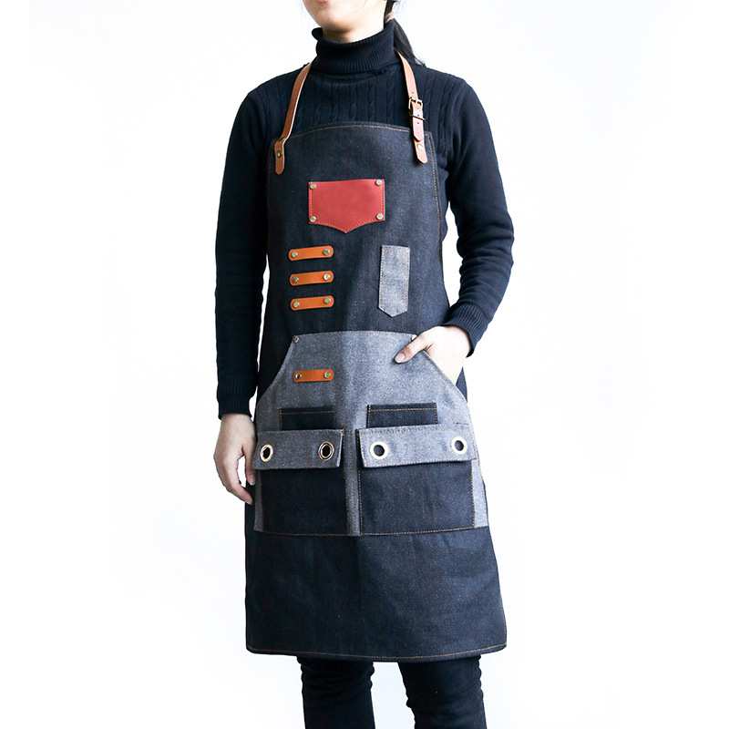 围裙印字logo女画画咖啡师中餐厅奶茶店美发美甲工作服牛仔男