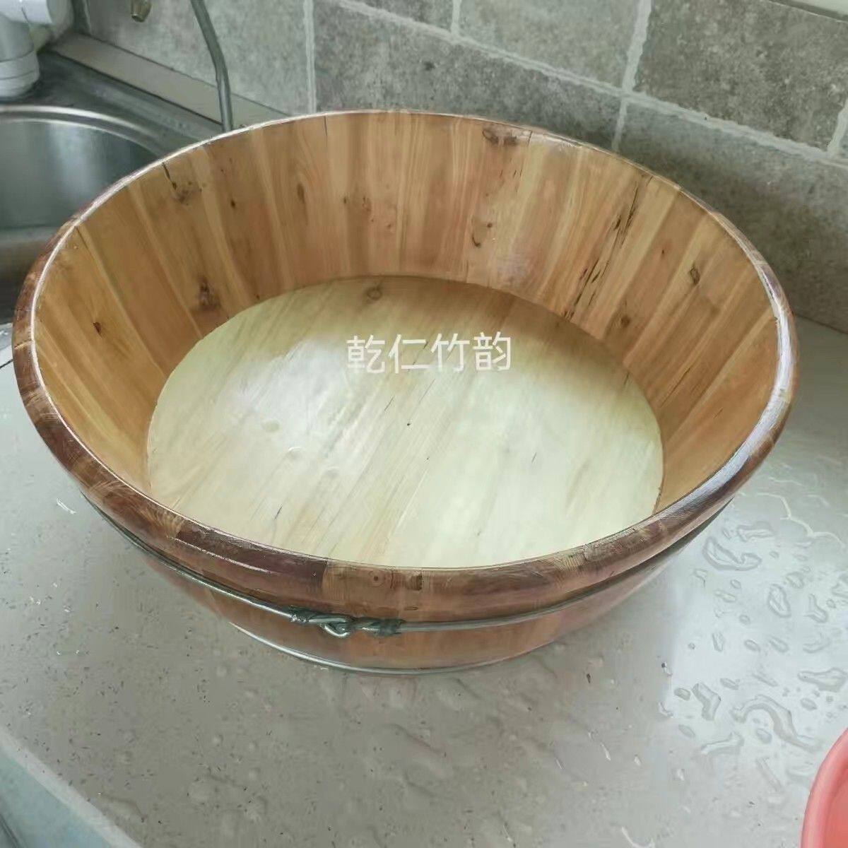 实木加厚木盆贵州手工艺实木圆形沐浴盆经典洗脚盆古朴耐用洗脚盆
