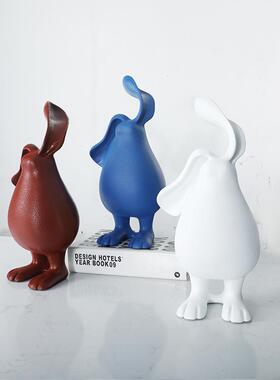 欧式创意白色长耳兔树脂摆件样房客视厅儿板GD-A1109童房玄关电柜