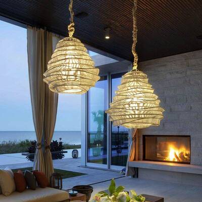 东南亚手竹藤编织吊宿灯日式厅民会餐所工LFD2041茶室饭店创意藤