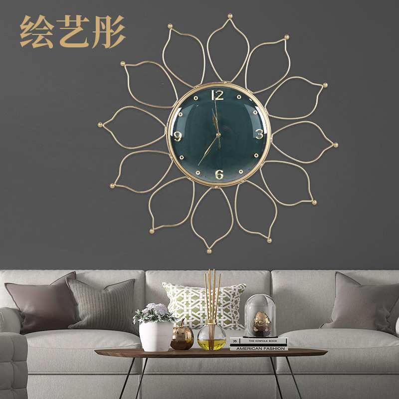 现代简约时钟客厅家用电池挂钟背景墙圆形装饰壁钟创意上墙挂件