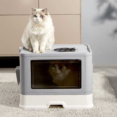 Aspet浙宠 猫咪用品猫厕所顶入式猫砂盆全封闭可折叠抽屉式猫屎盆
