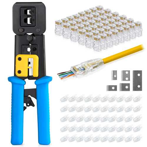 Everest Media Solutions RJ45 Crimp Tool Kit, With 50 Cat6 Pa