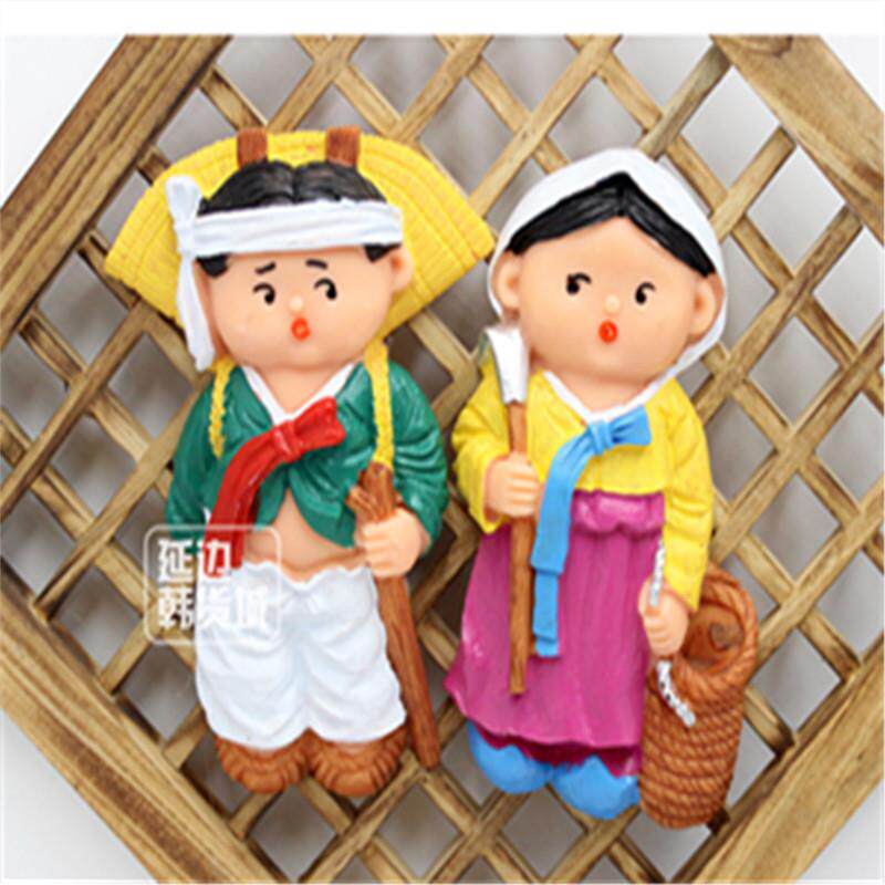 韩国民俗韩服人偶树脂卡通娃娃挂件结木框挂饰料理店家居装饰品