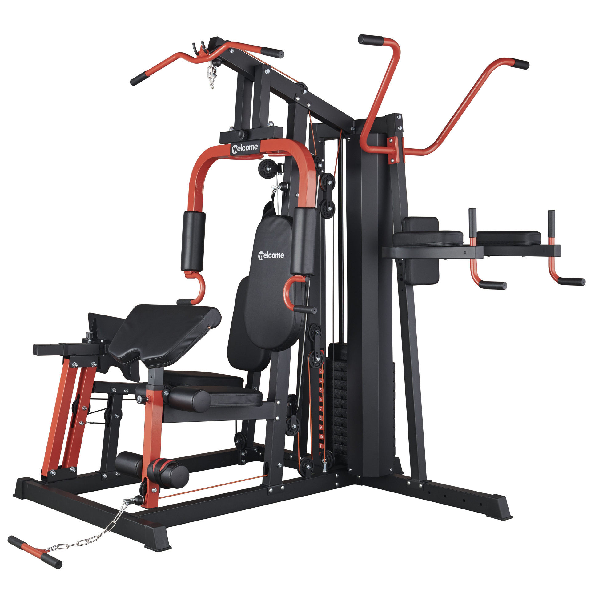 健身房大型器材蹲腿综合训练器三人站组合训练器全套综合训练器械