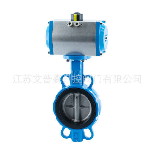 气动蝶阀D671X-10/16 对夹中线橡胶四氟密封切断蝶阀