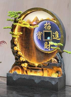 水幕墙流水假山喷泉景观办公室别墅装饰屏风户外庭院酒店前台造景