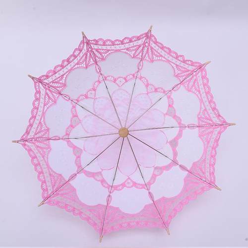 新娘婚礼蕾丝伞绣花棉布伞欧式木柄婚礼摄影道具装饰伞公主伞