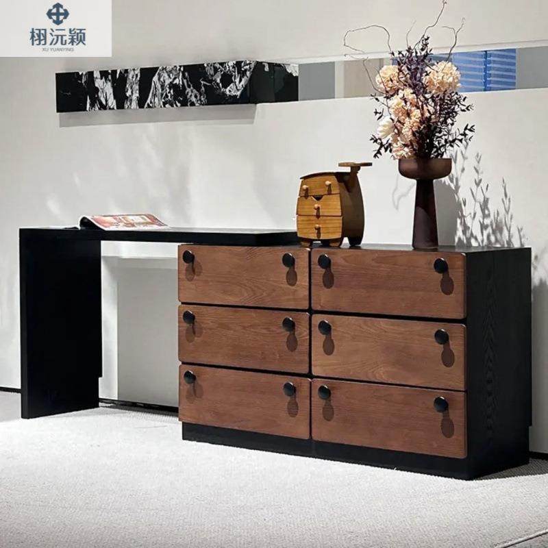 现代极简复古梳妆台二合一书桌化妆桌转角卧室床尾斗柜一体化妆台,电子元器件市场,其它元器件,淘宝优惠券,粉丝福利购,淘宝优惠卷