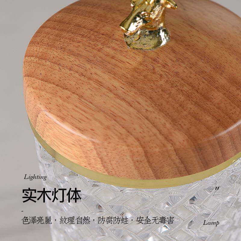 鹿角台灯led充电卧室床头中式客厅装饰实木夜灯护眼床头柜可调光